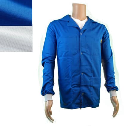 Transforming Technologies ESD Jacket, Waist Length, Lapel Collar, Knit Cuff, X - Large, White MTESolutions