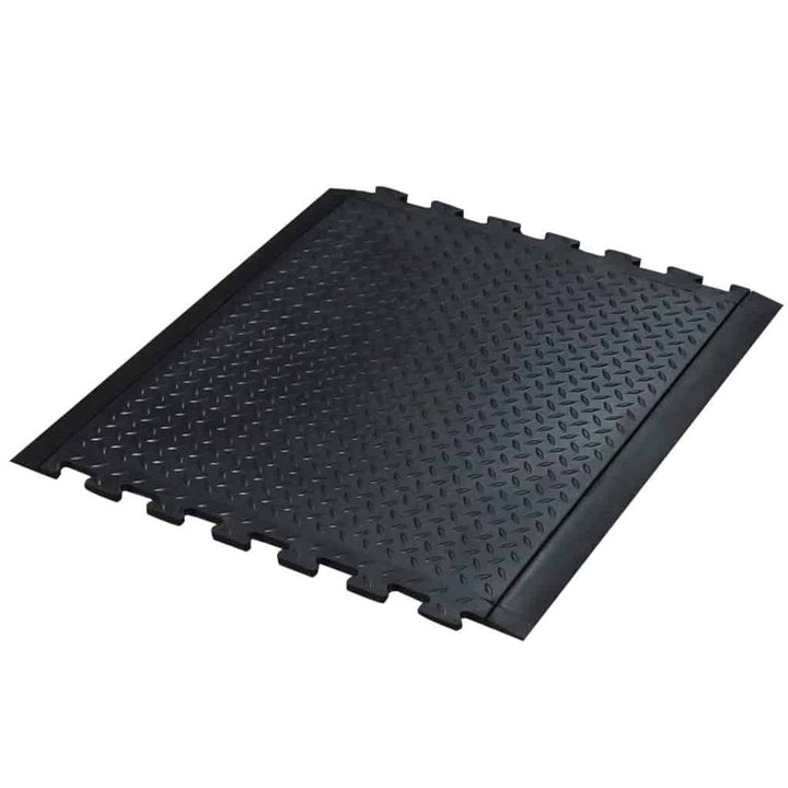 Transforming Technologies FM9C Comforttread, Conductive Rubber Diamond - Plate Anti - Fatigue Mat, 28 in x 30 in Center Section MTESolutions