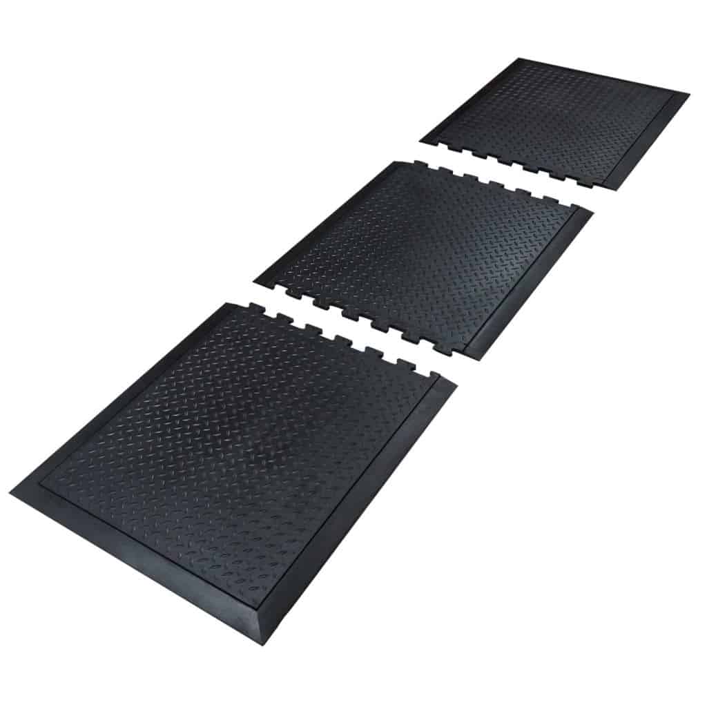 Transforming Technologies FM9E Comforttread, Conductive Rubber Diamond - Plate Anti - Fatigue Mat, 28 in x 30 in End Section MTESolutions