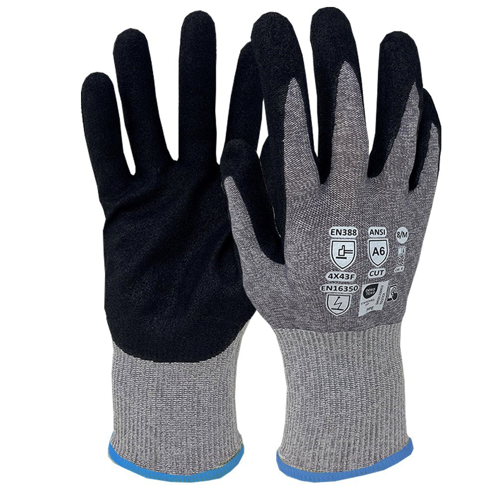 Transforming Technologies GL6504N ESD Cut 6 Glove, Nitirle Coated, Large, Pack of 12 Pairs MTESolutions
