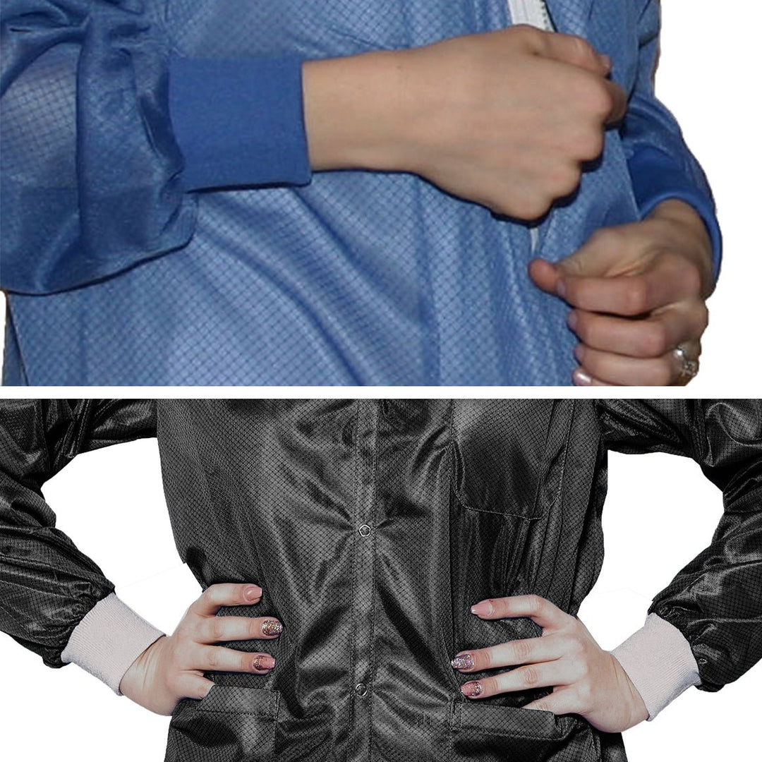 Transforming Technologies JKC8809BK ESD Jacket, Lapel Collar, Knit Cuff, Color: Black, 5X - Large MTESolutions