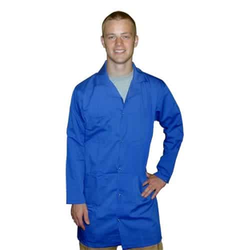Transforming Technologies JLC5401SPWH ESD Jacket, Full Length, Lapel Collar, Snap Cuff, Extra Small, White MTESolutions