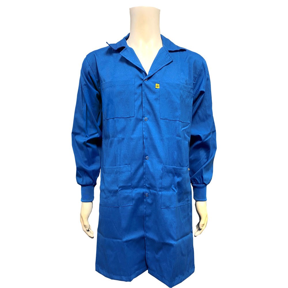 Transforming Technologies JLC5409WH ESD Jacket, Full Length, Lapel Collar, Knit Cuff, 5X - Large, White MTESolutions