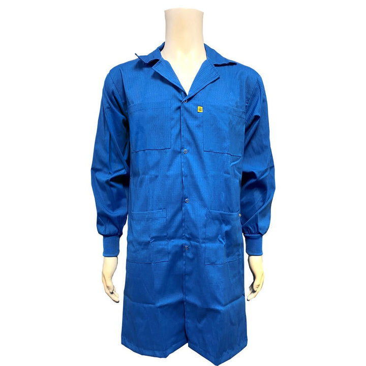 Transforming Technologies JLC5409WH ESD Jacket, Full Length, Lapel Collar, Knit Cuff, 5X - Large, White MTESolutions