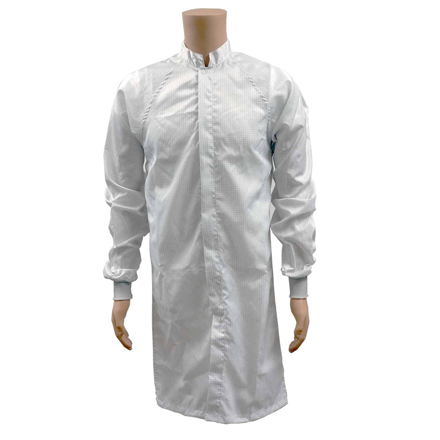 Transforming Technologies JLM6202WH, ESD Cleanroom Frock, White, Small MTESolutions