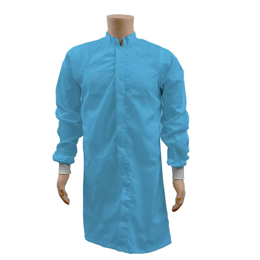 Transforming Technologies JLM6203LB ESD Cleanroom Frock, Light Blue, Medium MTESolutions