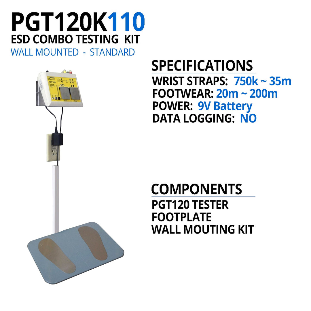 Transforming Technologies PGT120K110 ESD Tester, Footplate with Cables and Wall Mount MTESolutions