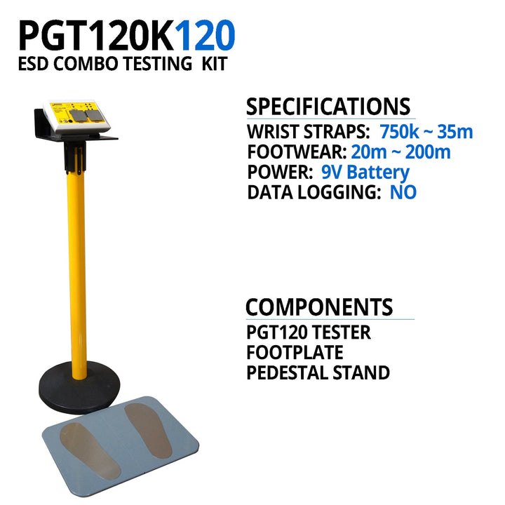 Transforming Technologies PGT120K120 ESD Tester, Footplate with Cables and Pedestal Stand MTESolutions