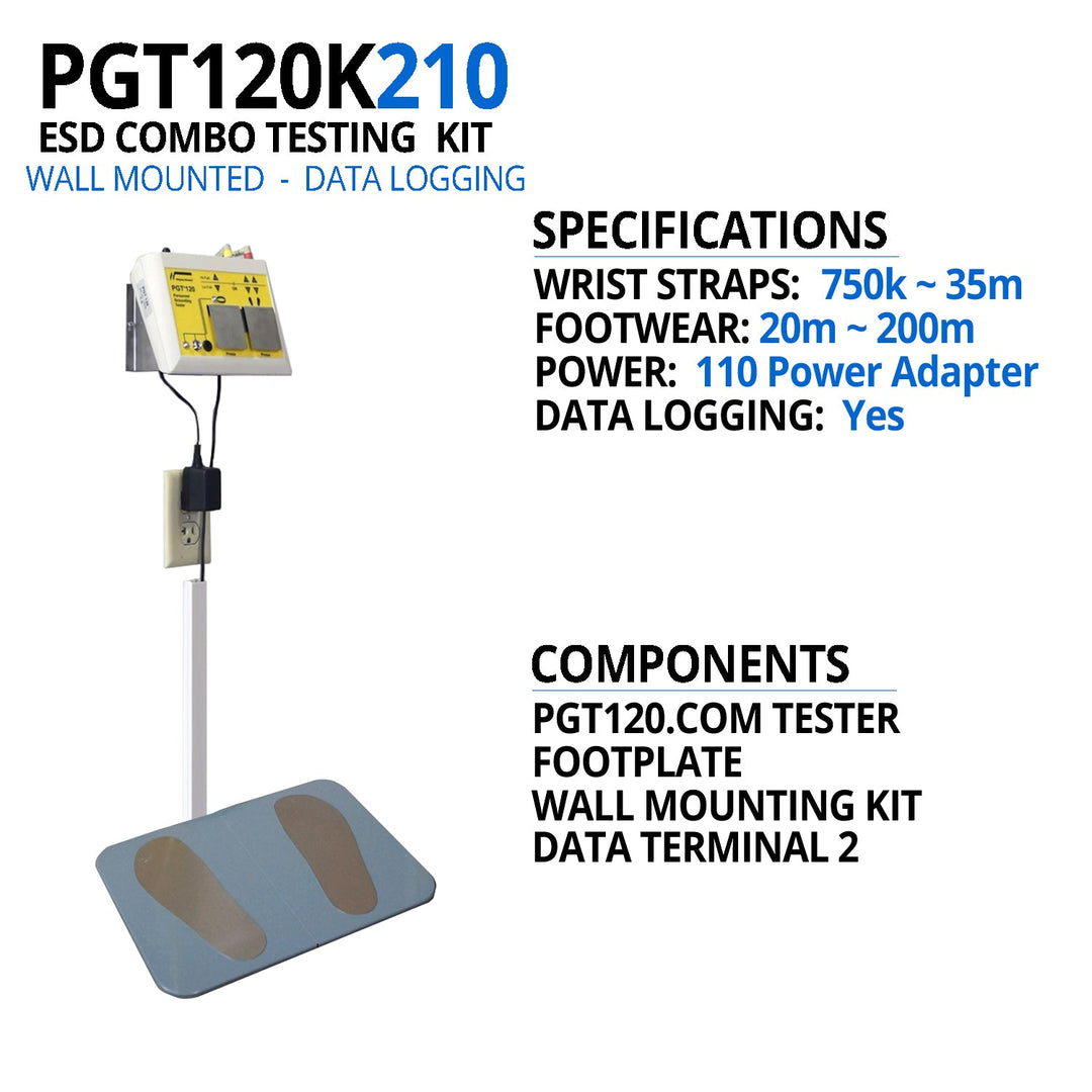 Transforming Technologies PGT120K210 ESD Data Logging Tester, Data Terminal 2 with Wall Mount MTESolutions