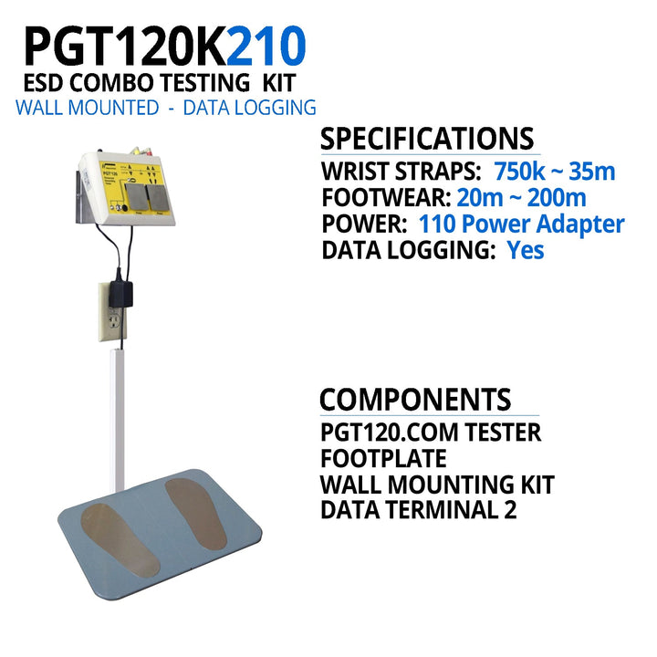 Transforming Technologies PGT120K210 ESD Data Logging Tester, Data Terminal 2 with Wall Mount MTESolutions