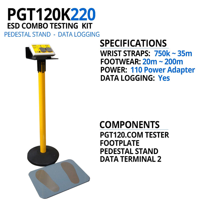 Transforming Technologies PGT120K220 ESD Data Logging Tester, Data Terminal 2 with Pedestal Stand MTESolutions