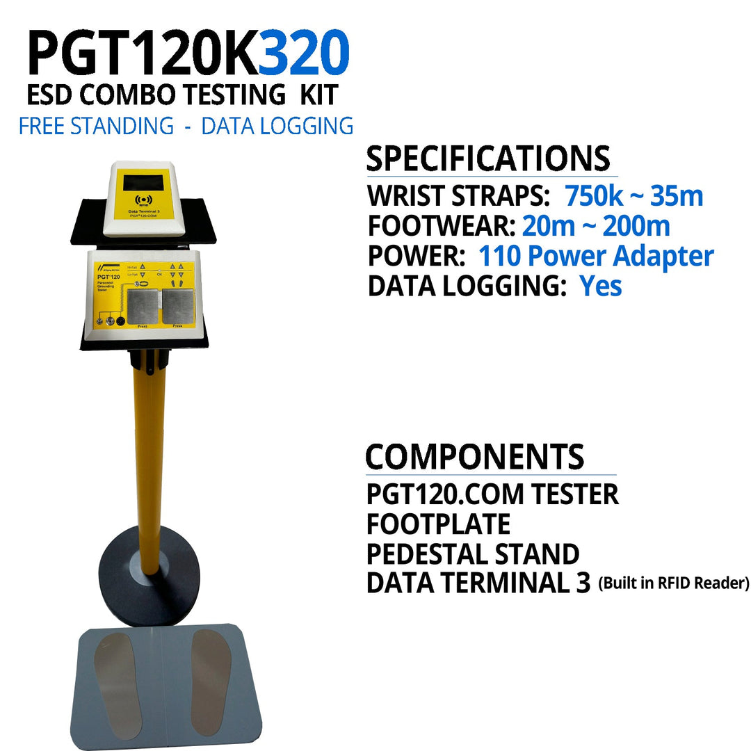 Transforming Technologies PGT120K320 ESD Data Logging Tester, Data Terminal 3 with Pedestal Stand MTESolutions