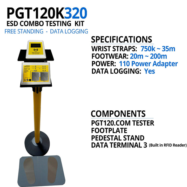 Transforming Technologies PGT120K320 ESD Data Logging Tester, Data Terminal 3 with Pedestal Stand MTESolutions