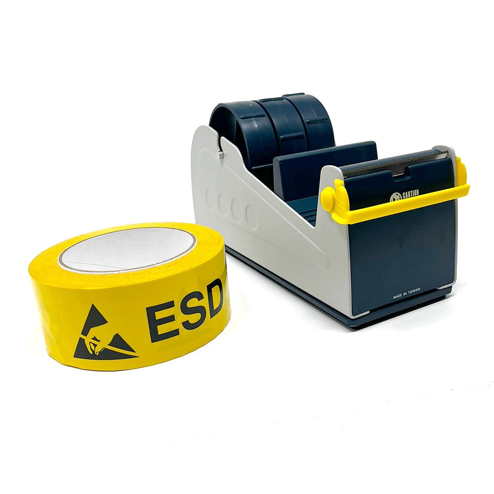 Transforming Technologies TD3023 3 Roll Tape Dispenser for 50mm wide 3" core tapes, heavy dutal metal dispenser with blade saver MTESolutions
