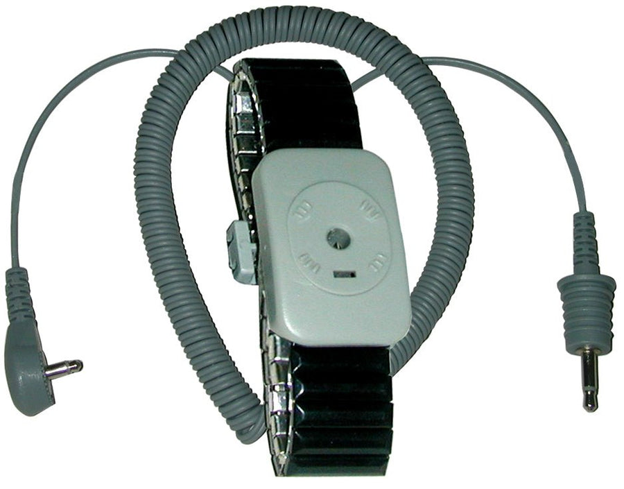 Transforming Technologies WB5050M, Dual Conductor Black Speidel Metal Wrist Strap With 5' Coil Cord, Med, Pack of 10 MTESolutions