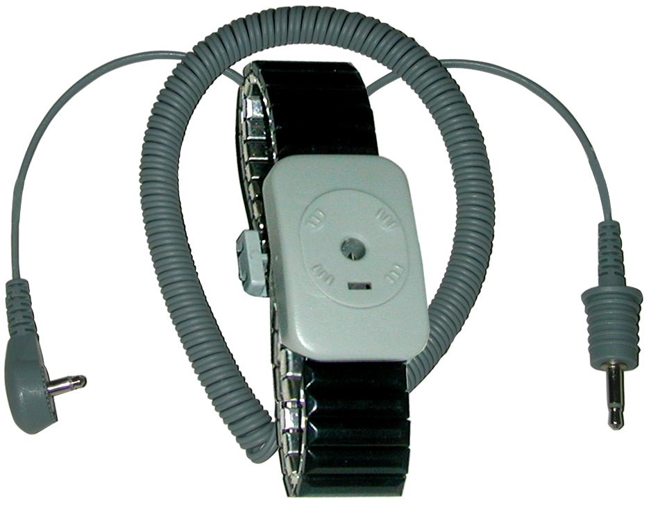 Transforming Technologies WB5100L, Dual Conductor Black Speidel Metal Wrist Strap With 10' Coil Cord, Large, Pack of 10 MTESolutions