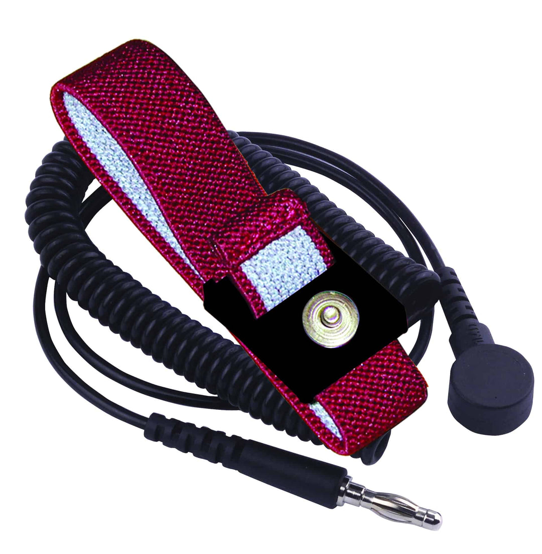 Transforming Technologies WB569020, Anti - Allergy Wrist Strap Set, 20' Coil Cord, 4mm Snap, Pack of 10 MTESolutions
