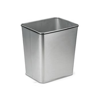 Transforming Technologies WBAS28MET, 28 Quart, Stainless Steel Clean Room Waste Basket MTESolutions