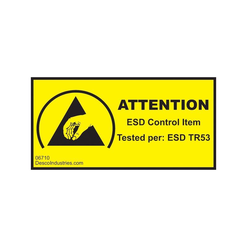 Desco 06710 Esd Control Item Tested Permanent Label, 1"X2" 1000 Per Roll