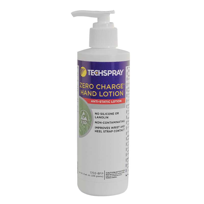 TechSpray, 1702-8FP Zero Charge™ Anti-Static Hand Lotion with Finger Pump - 8oz Bottle