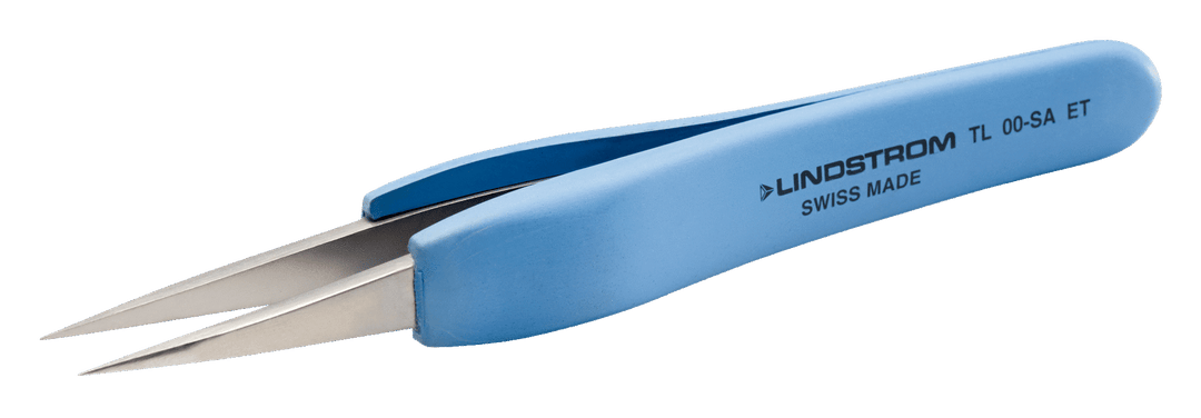 Lindstrom Ergonomic Touch Stainless Steel Anti-Magnetic High Precision Tweezers with Straight Thick and Strong 120 mm Tips