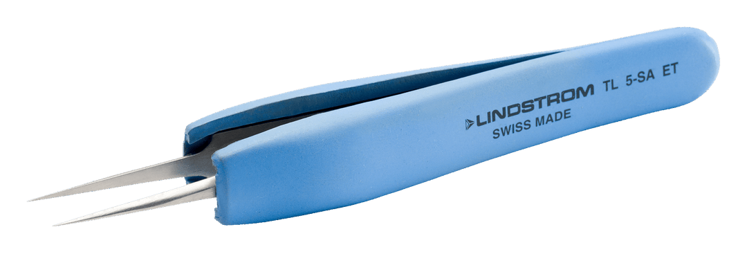 Lindstrom Ergonomic Touch Stainless Steel Anti-Magnetic High Precision Tweezers with Straight Ultra Fine and Sharp 110 mm Tips
