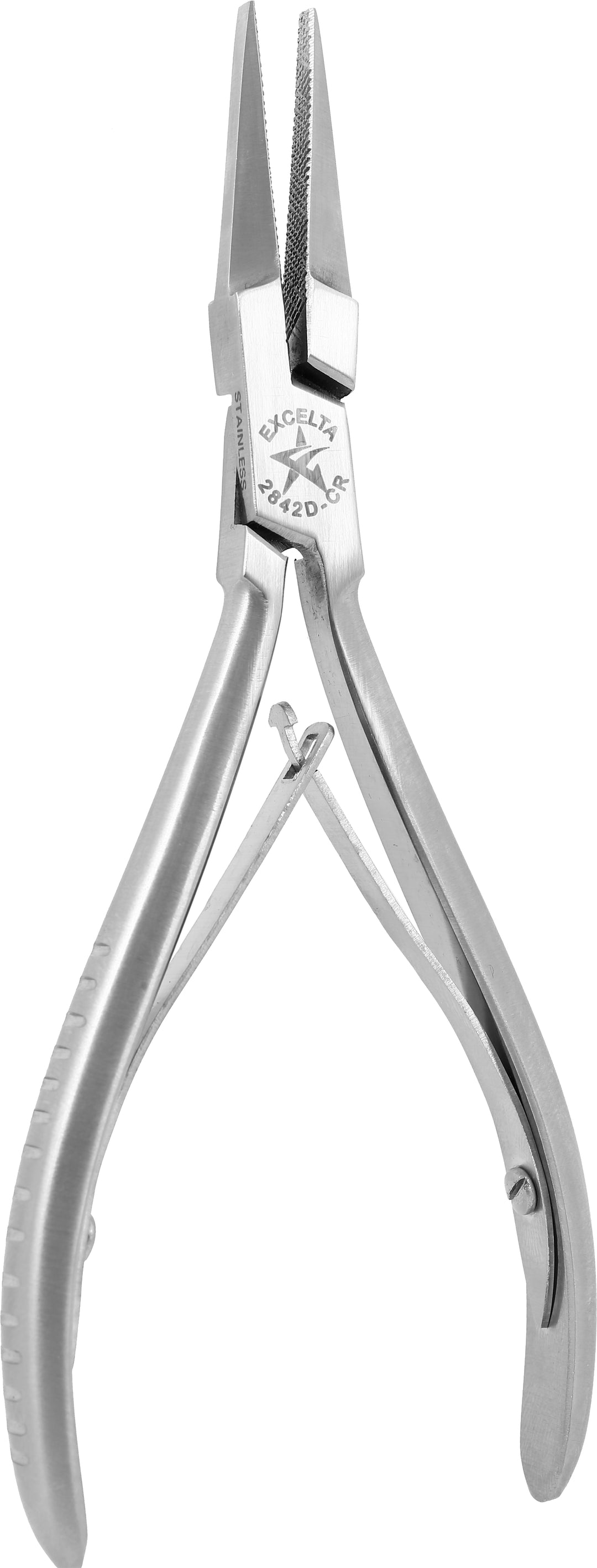 Excelta 2842D-CR Pliers - 2 Star Medium Flat .025" X .060" Nose - SS - Cleanroom Safe - Jaws