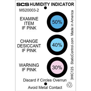 SCS 3HIC125, Humidity Card, 3-Spot, 125/Can