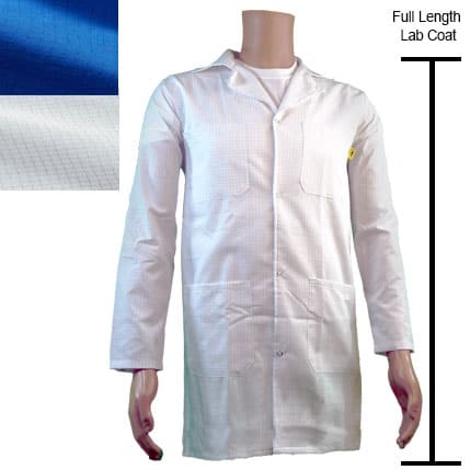 Transforming Technologies, JLC5405SPWH, Esd Jacket, Full Length, Lapel Collar, Snap Cuff, X-Large, White