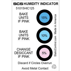 SCS 51015HIC125, Humidity Card, 5-10-15%, 125/Can