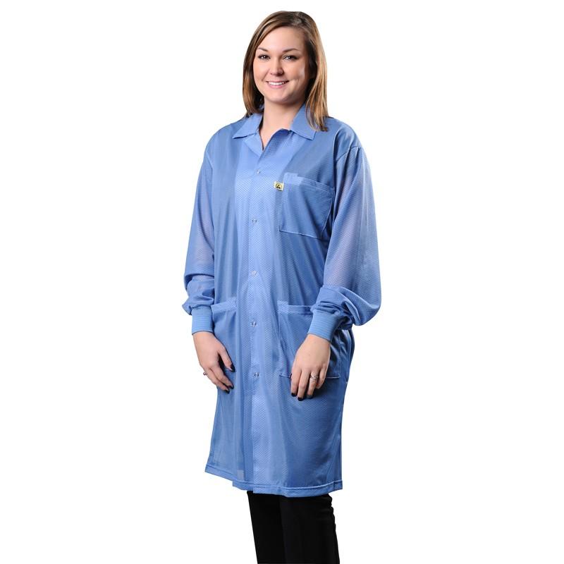Desco 73612 Statshield Esd-Safe Blue Lab Coat W/Cuff, Medium