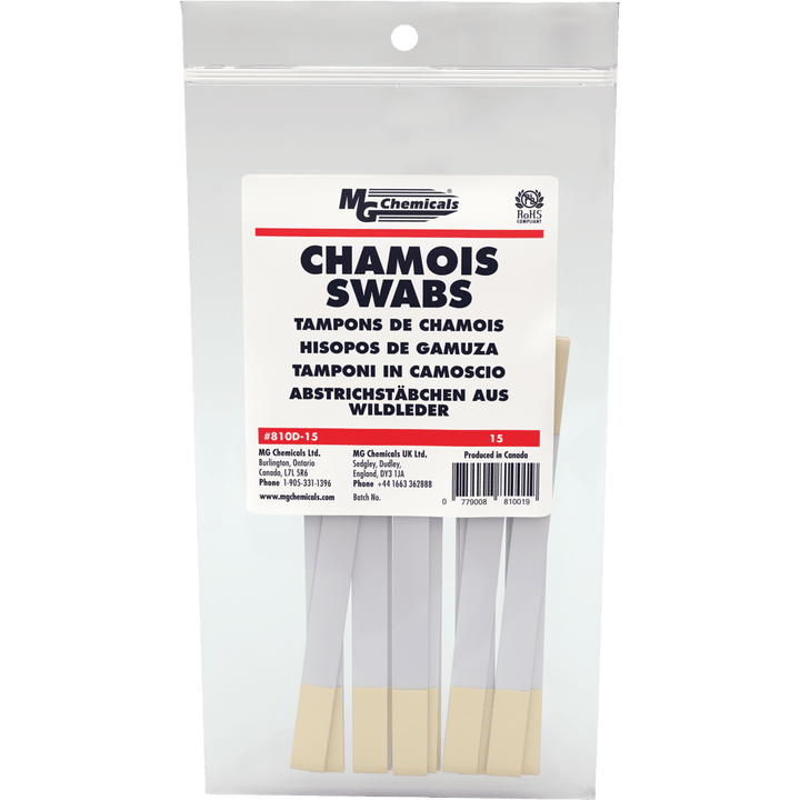 MG Chemicals 810D-15, Chamois Swabs, Double Headed, 15-Pack, Case of 5