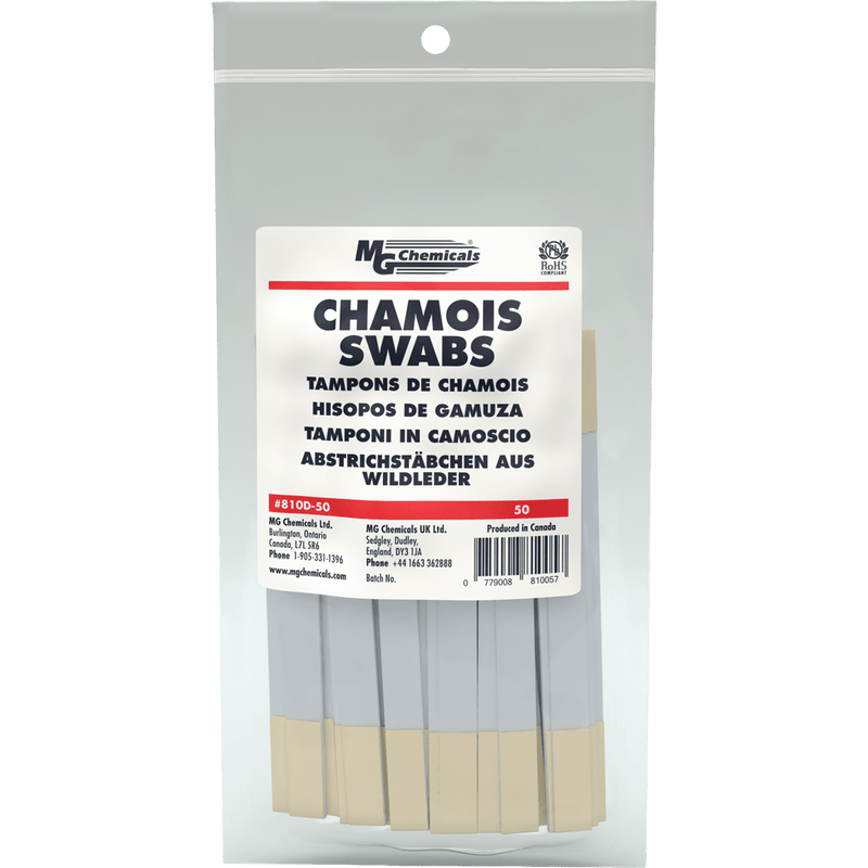 MG Chemicals 810D-50, Chamois Swabs, Double Headed, 50-Pack, Pack of 5