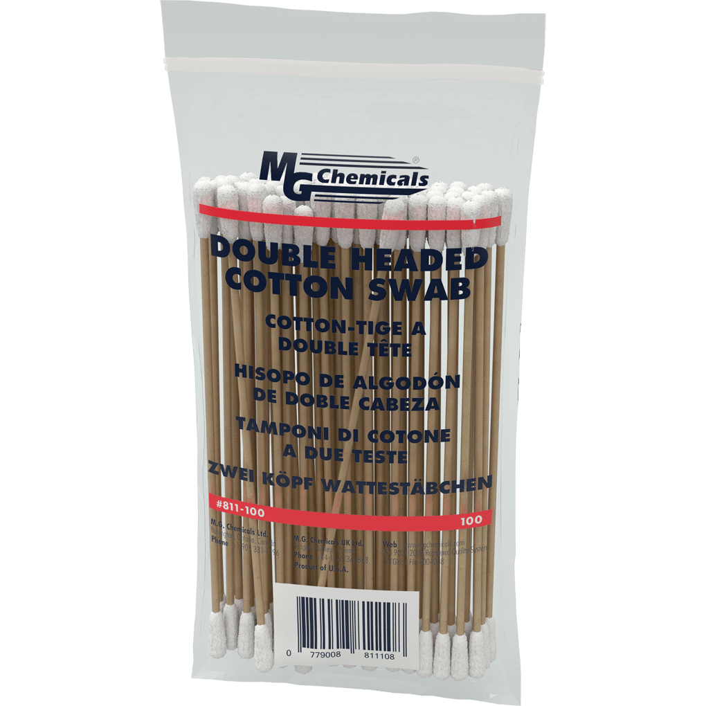 MG Chemicals 811-100, Cotton Swab, Double Headed, 100 Pack, Case of 50