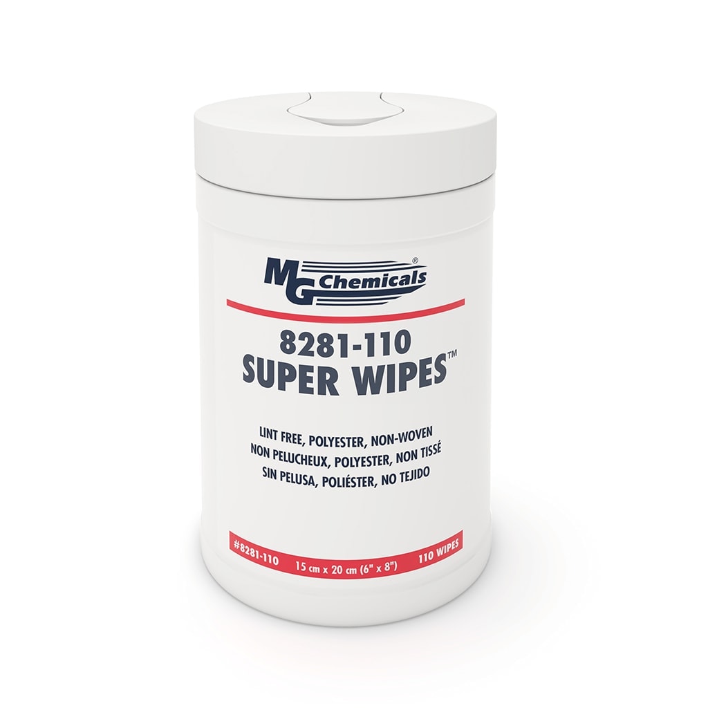 MG Chemicals 8281-110, Super Wipes, 110 Wipes/Tub, Case of 12 Tubs
