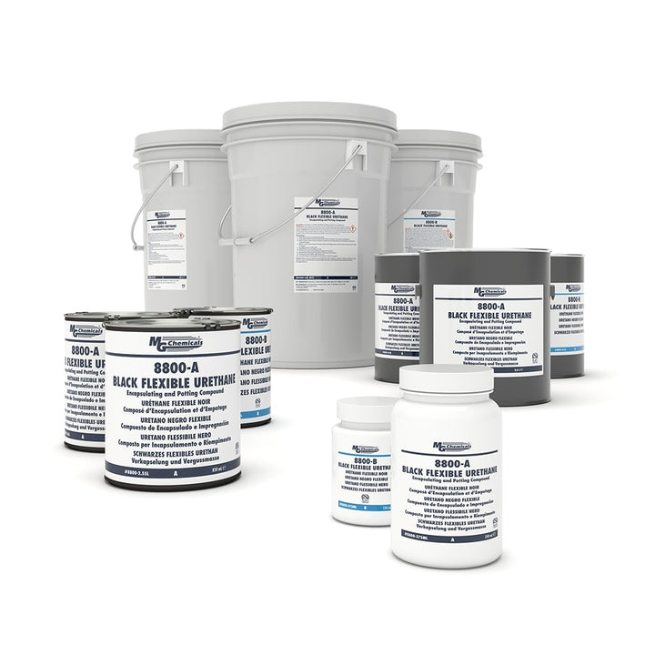 MG Chemicals 8800-2.55L, Black Flexible Urethane, 2.55L 3 Can Kit, Case of 1 Kit