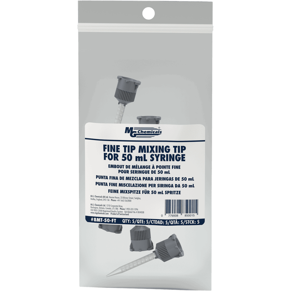 MG Chemicals 8MT-50-FT, Fine-Tip Mixing Tip for 50ml Syringe, 5 Pack, Case of 10 Packs