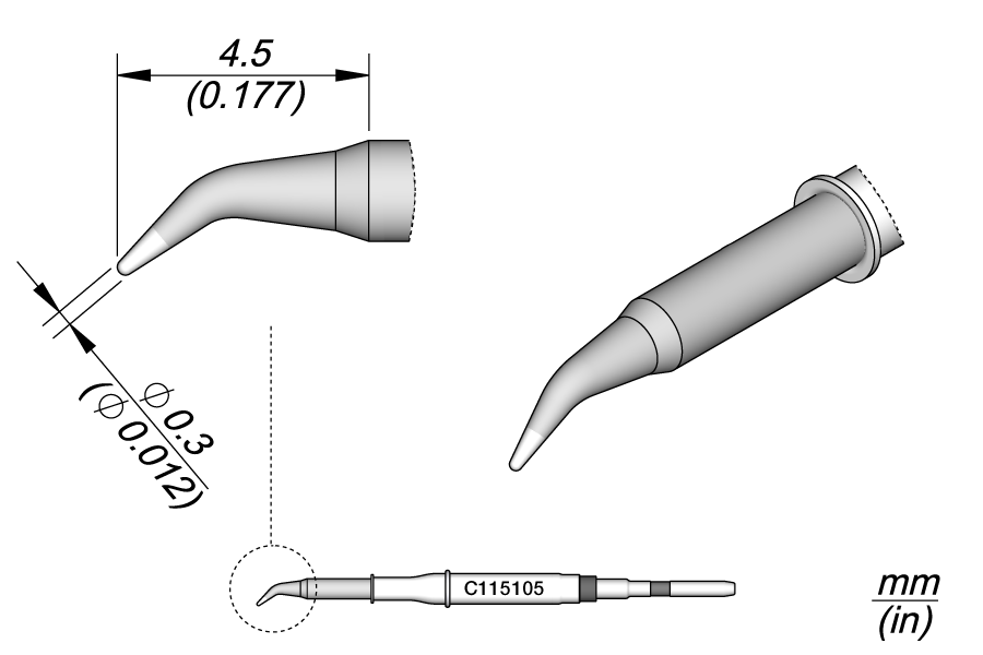 JBC Tools C115105, Conical Bent Ø 0.3 MTESolutions