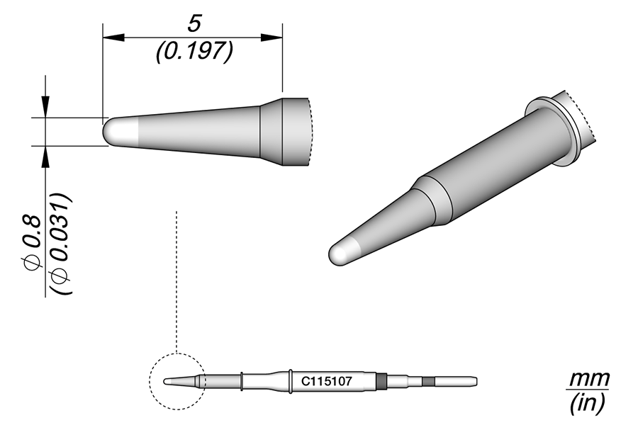JBC Tools C115107, Cartridge Conical Ø 0.8 MTESolutions