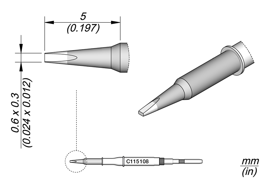 JBC Tools C115108, Cartridge Chisel 0.6 x 0.3 MTESolutions