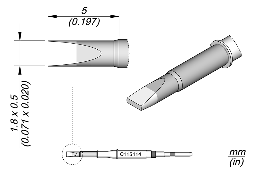 JBC Tools C115114, Cartridge Chisel 1.8 x 0.5 MTESolutions