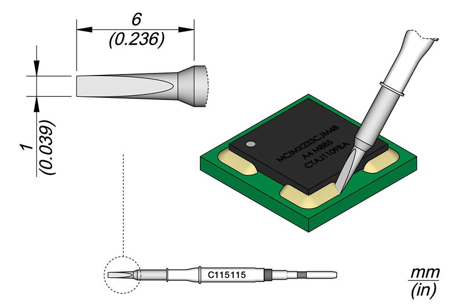 JBC Tools C115115, Cartridge Conformal Coating Removal 1mm (not for soldering) MTESolutions