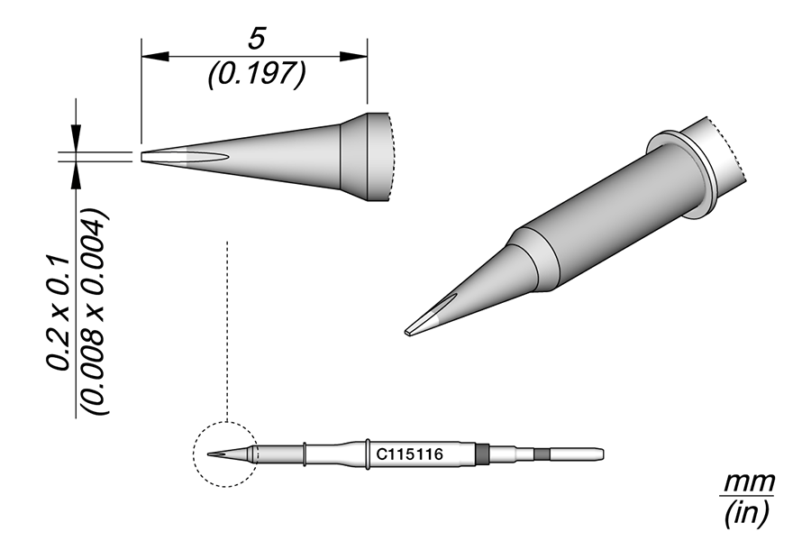 JBC Tools C115116, Chisel Cartridge, 0.2 x 0.1 MTESolutions