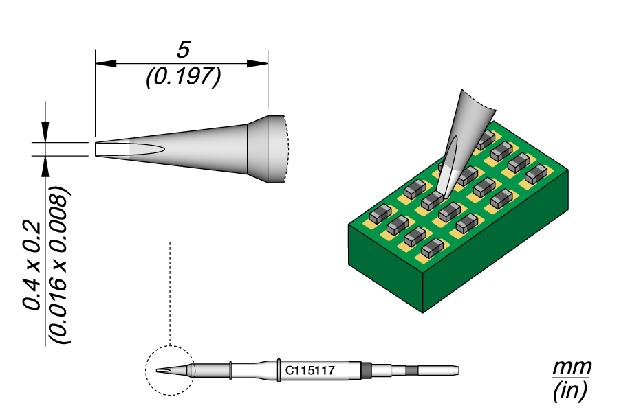 JBC Tools C115117, Chisel Cartridge 0.4 x 0.2 MTESolutions