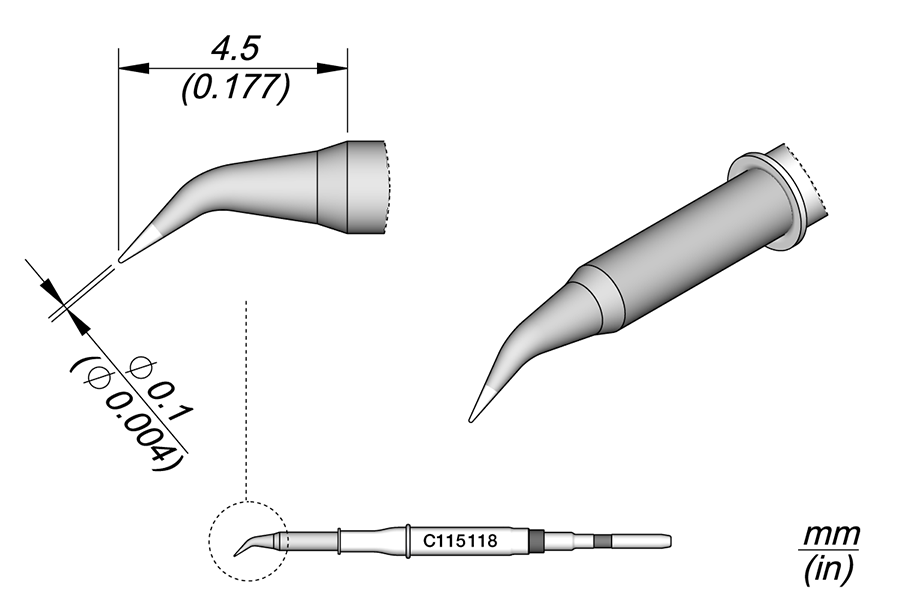 JBC Tools C115118, Conical Bent Ø 0.1 MTESolutions