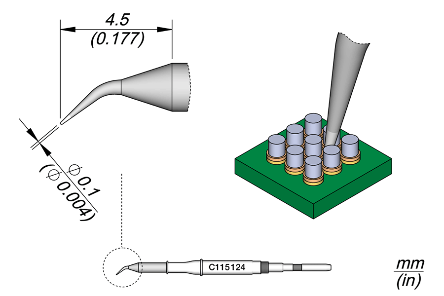 JBC Tools C115124, Conical Bent Ø 0.1 MTESolutions