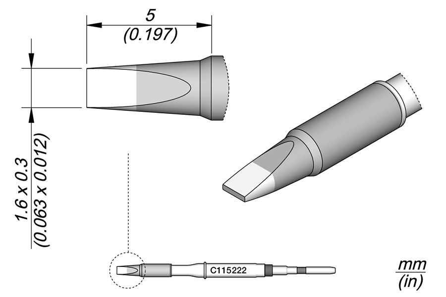 JBC Tools C115222, Cartridge Chisel 1.6 x 0.3 MTESolutions