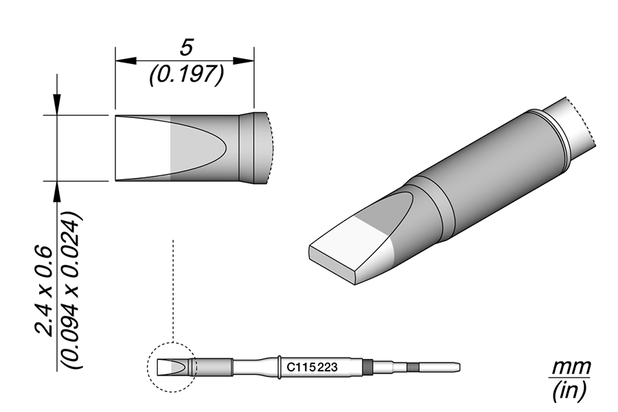 JBC Tools C115223, Cartridge Chisel 2.4 x 0.6 MTESolutions