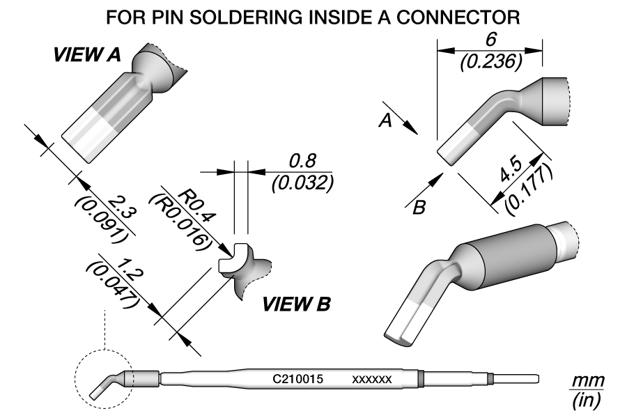 JBC Tools C210015, Special Ø 0.8 Pin/Connector Cartridge MTESolutions