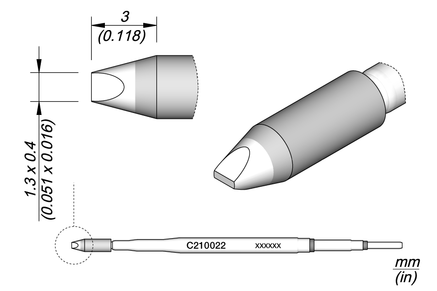JBC Tools C210023, Cartridge Chisel 0.4 x 0.2 MTESolutions